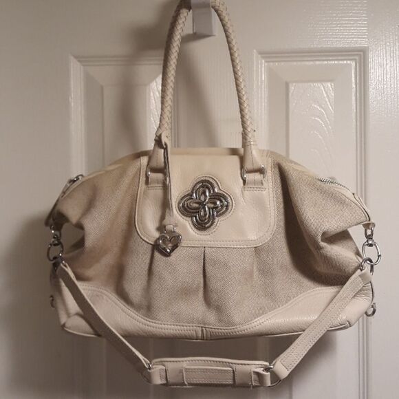 Brighton canvas leather satchel bag - Picture 1 of 12